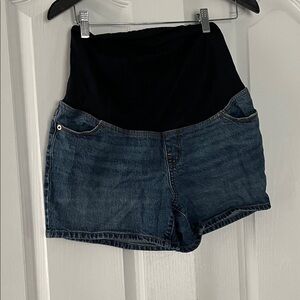 Maternity Denim Shorts with Stretch Waistband